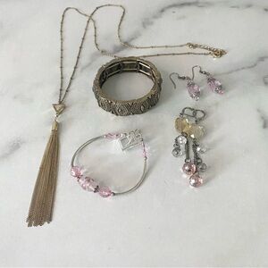 Necklace Bracelet Earrings Mixed Metal Jewelry Bundle